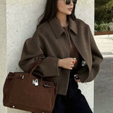 Solid Color Tweed Coat