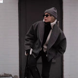 Street Style Mixed Fabric Coat