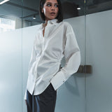 Ruched Waist Tailored White Shirt