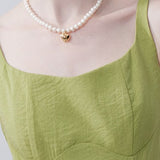Waist Strap Dress with Knitted Cardigan