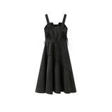 Black Strap Waist Cinching Dress