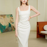 Slim fit waist hugging long dress
