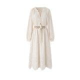 Lace Up Hollow Jacquard Dress