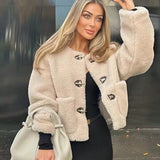 Spring buckle fleece jacket