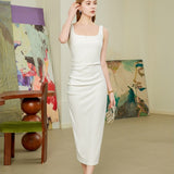 Slim fit waist hugging long dress