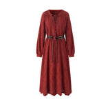 Lace Up Hollow Jacquard Dress