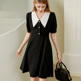 Tailored high waisted mid length dress