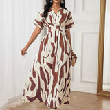 Printed waist cinching dress