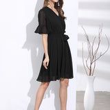 V-neck Fashionable Mid Length Dress