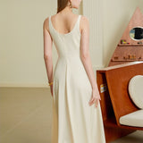 Solid color long dress