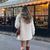 Long faux fake fur coat