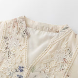 V-Neck Lace Waist Cinching Dress