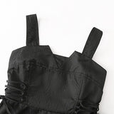 Black Strap Waist Cinching Dress