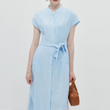 Collar Vertical Stripe Dress