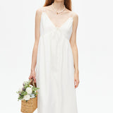 White V-neck Spaghetti Strap Dress