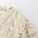 V-Neck Lace Waist Cinching Dress