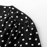 V-Neck Spotted Long Sleeved Dress