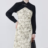 Black Cardigan Set With Camisole Dress