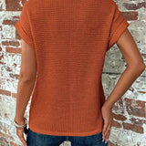 Waffle Knit Crewneck Short-Sleeve Sweatshirt