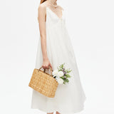 White V-neck Spaghetti Strap Dress