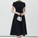 Half High Collar Patchwork Dress