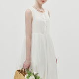 White Round Neck Dress