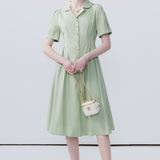 Collar Breasted Waist Cinching Dress