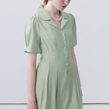 Collar Breasted Waist Cinching Dress