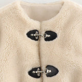 Spring buckle fleece jacket