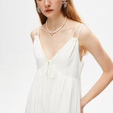 White V-neck Spaghetti Strap Dress