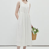 White Round Neck Dress