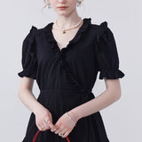 V-Neck Lace Up Dress