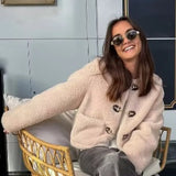 Spring buckle fleece jacket
