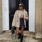 Solid Double-breasted Coat