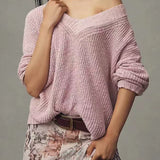 Slouchy V-Neck Knit Sweater