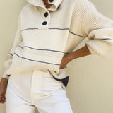 Oversized Striped Turtleneck Sweater