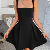 Bow-Back Square Neck Mini Dress