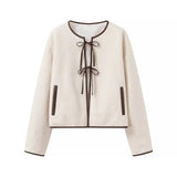 Color-block Round-neck Coat
