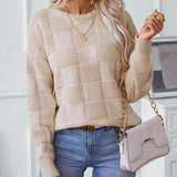 Basketweave Texture Crewneck Sweater