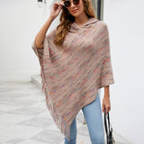 Striped Hooded Knit Wrap