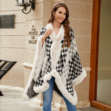 Checkerboard Faux Fur Cape