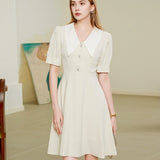 Tailored high waisted mid length dress
