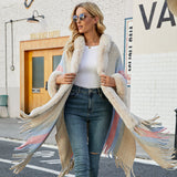 Faux Fur Knit Fringe Cape