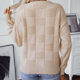 Basketweave Texture Crewneck Sweater
