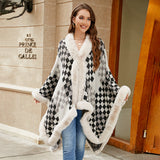Checkerboard Faux Fur Cape