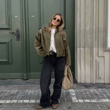 Suede Collared Flight Jacket