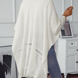 Openwork Fringe Knit Cape