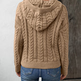 Chunky Cable-Knit Hooded Sweater