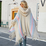 Faux Fur Knit Fringe Cape