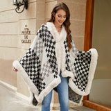 Checkerboard Faux Fur Cape